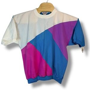 Vintage 80s SK Sport Colorblock Pullover Athletic Sweatshirt Crew Neck Large